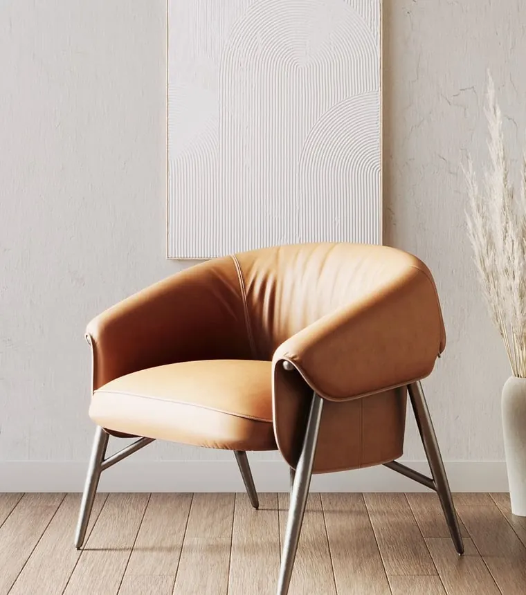 AR 3D modeling services — brown leather accent chair rendered for augmented reality